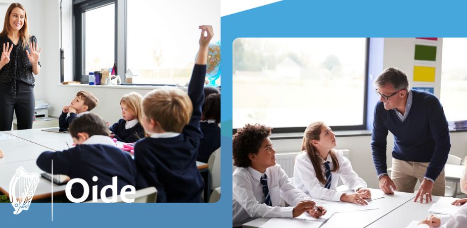 Oide Creativity image featuring pupils and teachers in a classroom setting