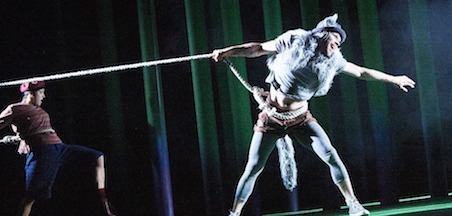 Ivonne Kalter as Peter and Mateusz Szczerek as The Wolf in CoisCéim Dance Theatre's THE WOLF AND PETER by David Bolger_Photo Ros Kavanagh