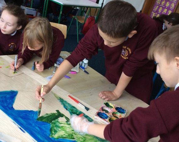 Creating the shadow puppets set for 'The Lonely Traveller'